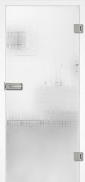 Ganzglastür Modell "Panno", incl. Griffgarnitur