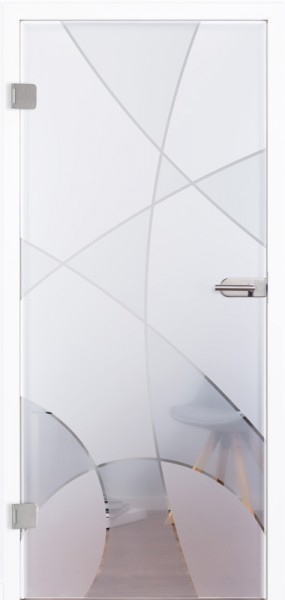 Ganzglastür Modell "Curves" 3036, incl. Griffgarnitur